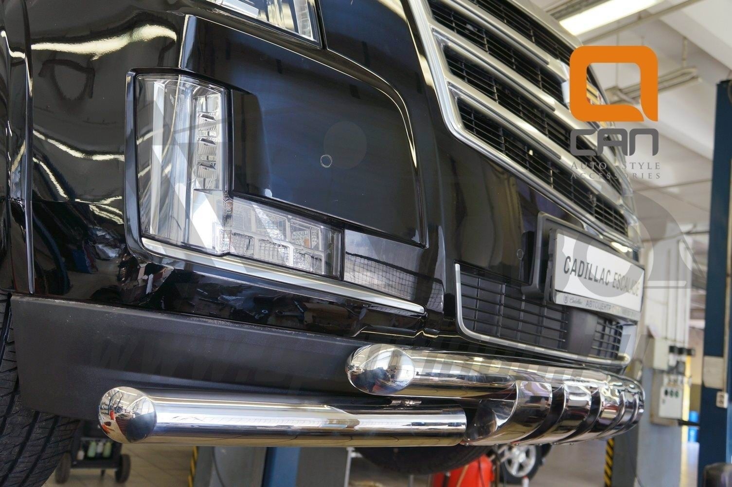 Can Otomotiv CAES.33.3347 защита переднего бампера Cadillac Escalade (2014-) (Shark) d 76