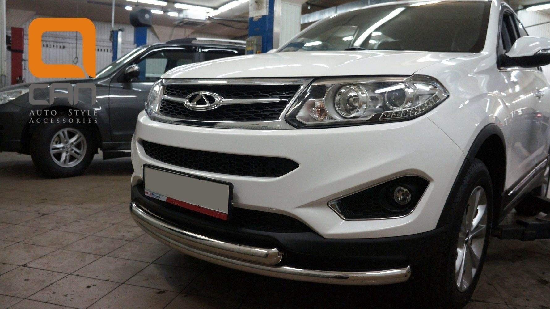 Can Otomotiv CYTI.33.0064 защита переднего бампера Chery Tiggo 5 (2014-) (двойная) d60/60