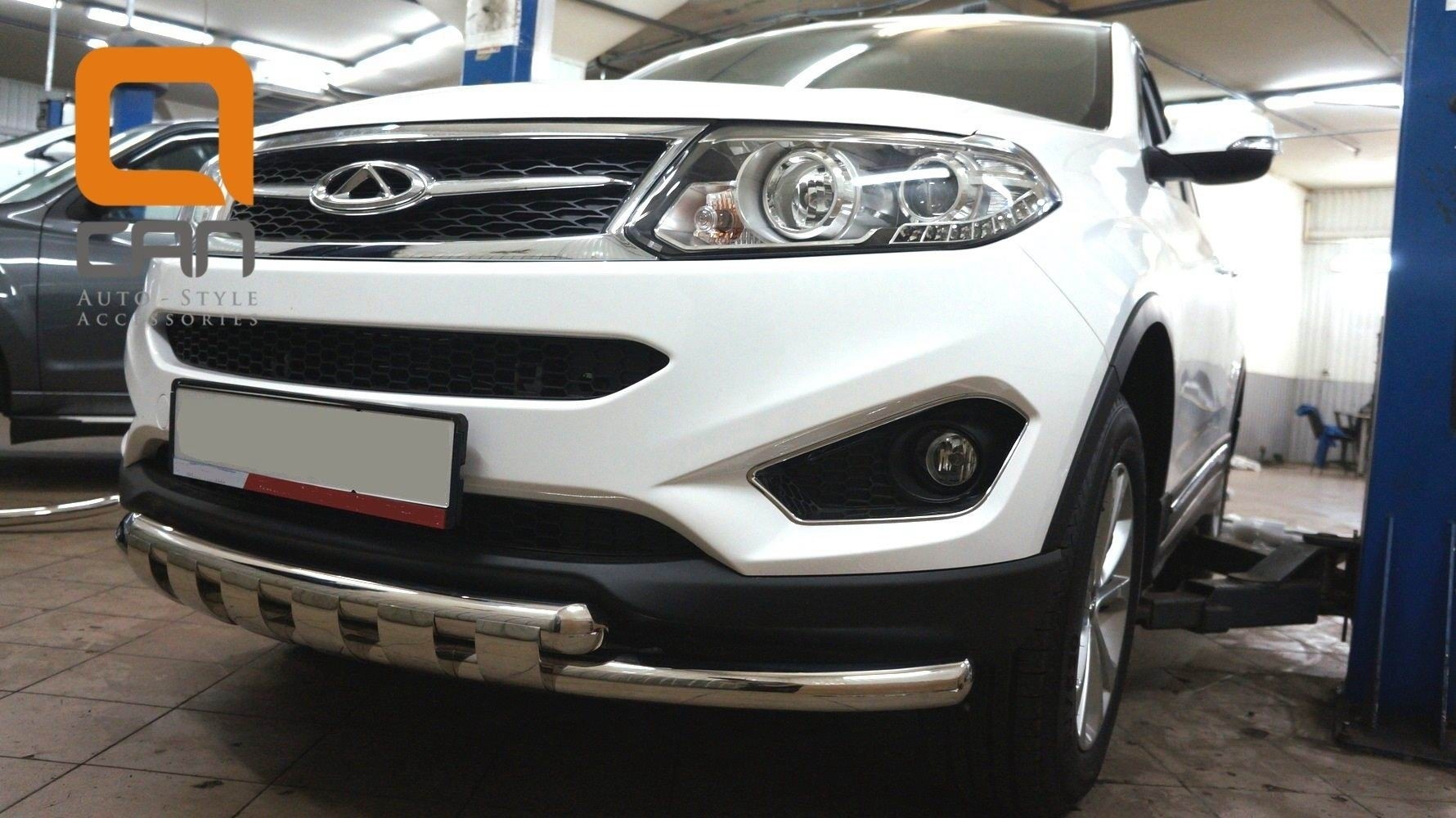Can Otomotiv CYTI.33.0065 защита переднего бампера Chery Tiggo 5 (2014-) (Shark) d60/60