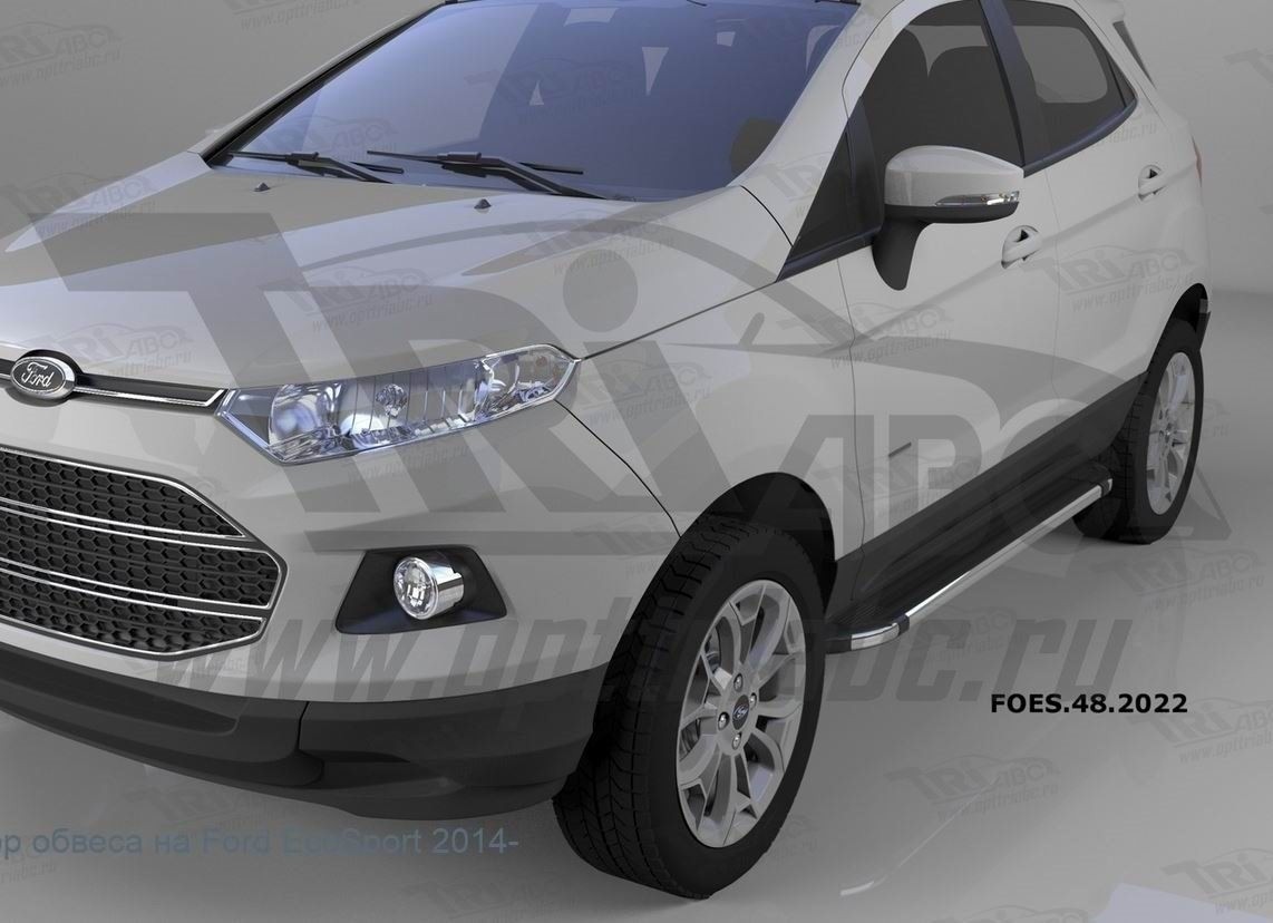 Can Otomotiv FOES.48.2022 пороги алюминиевые (Brillant) Ford EcoSport (2014-)(черн./нерж.)