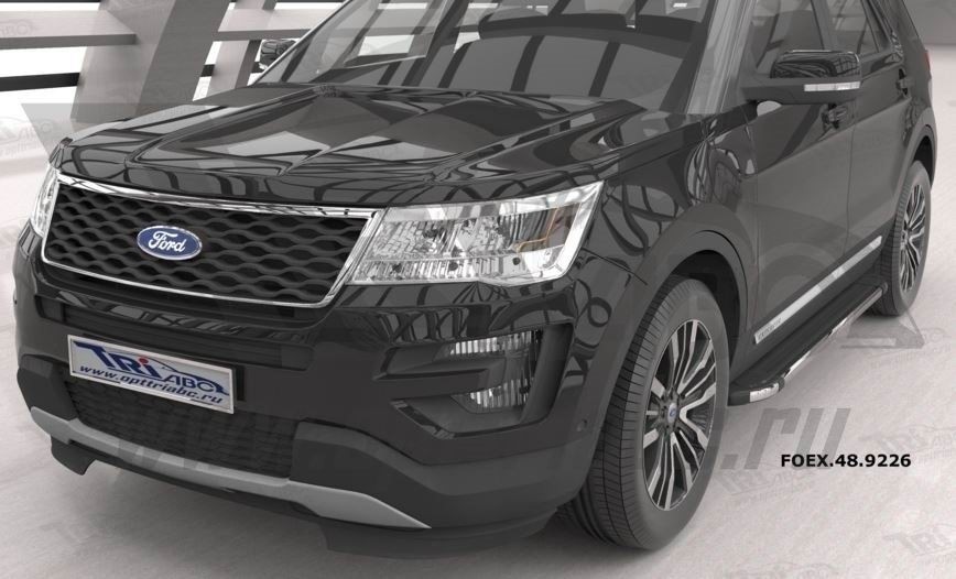 Can Otomotiv FOEX.48.9226 пороги алюминиевые (Brillant) Ford Explorer (2011-/ 2015-) (черн/нерж)