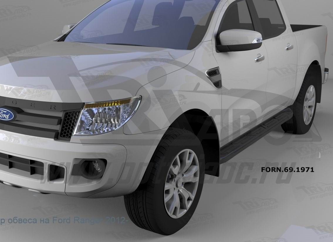 Can Otomotiv FORN.69.1971 пороги алюминиевые (Corund Black) Ford Ranger (2012-) 4 дв.