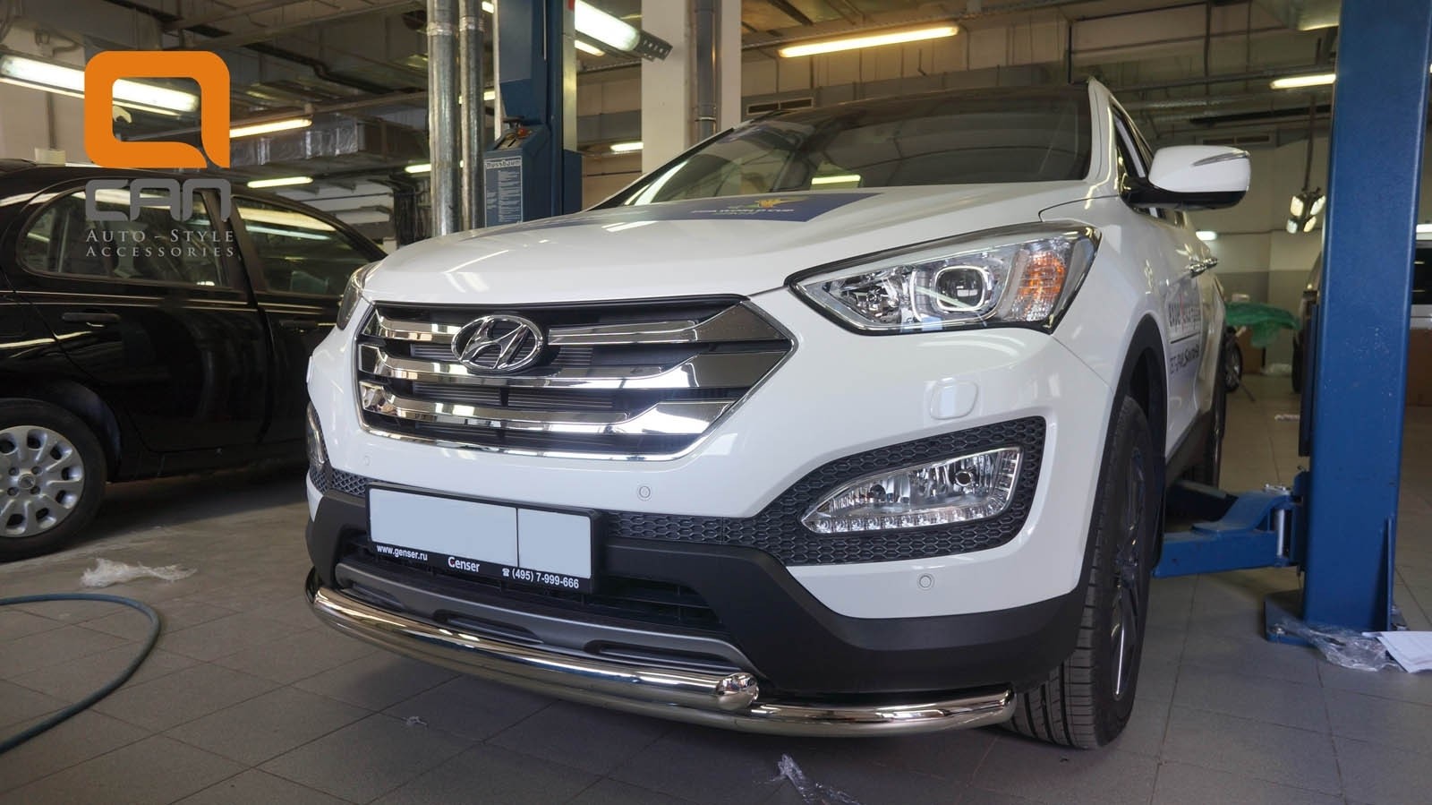 Can Otomotiv HYSA.33.1200 защита переднего бампера Hyundai SantaFe (2012-/2015-) (двойная) d60/60  (несовместима с защитой картера)