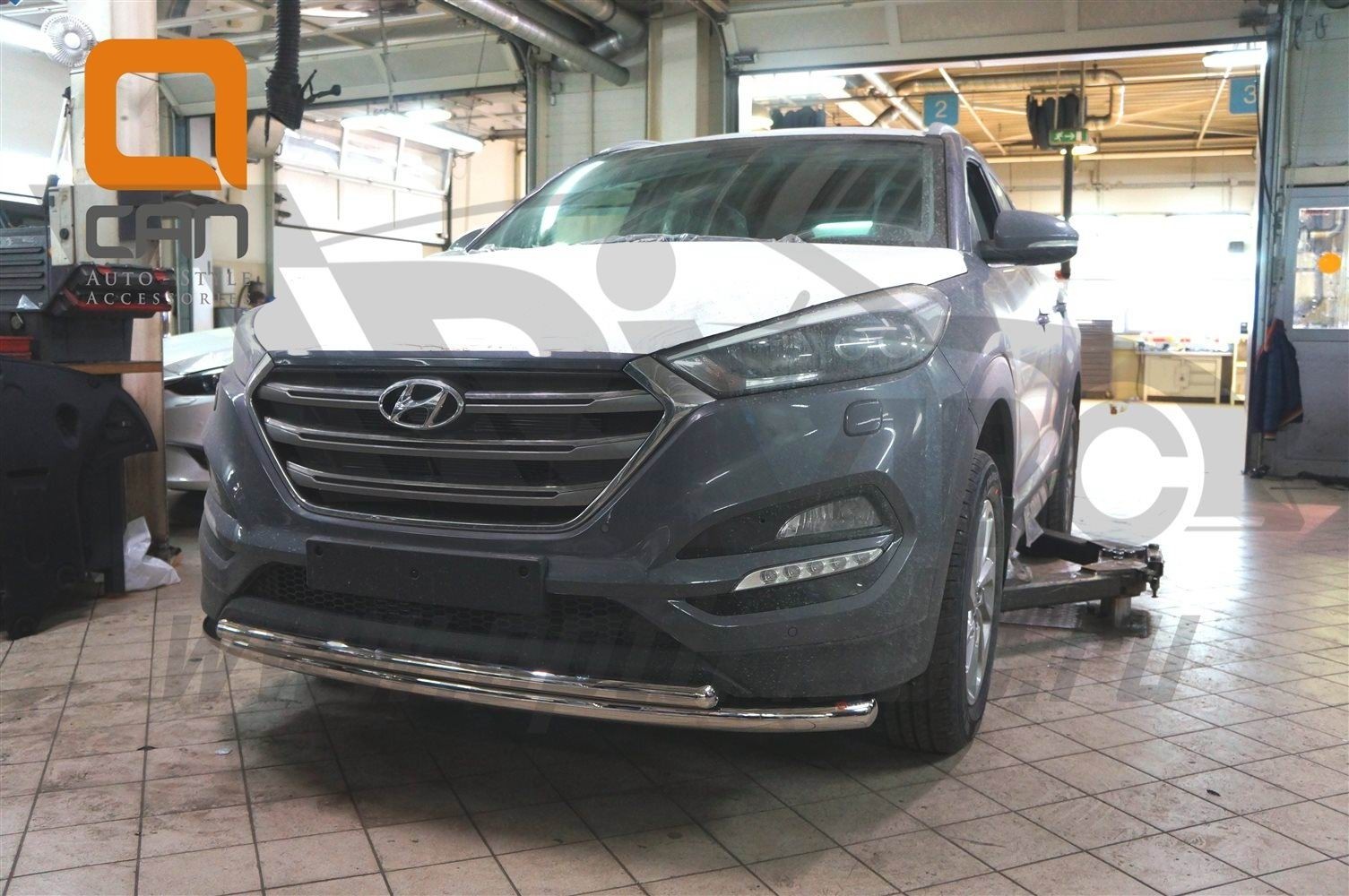 Can Otomotiv HYTU.33.1229 защита переднего бампера Hyundai Tucson (2015-) (двойная) d60/42