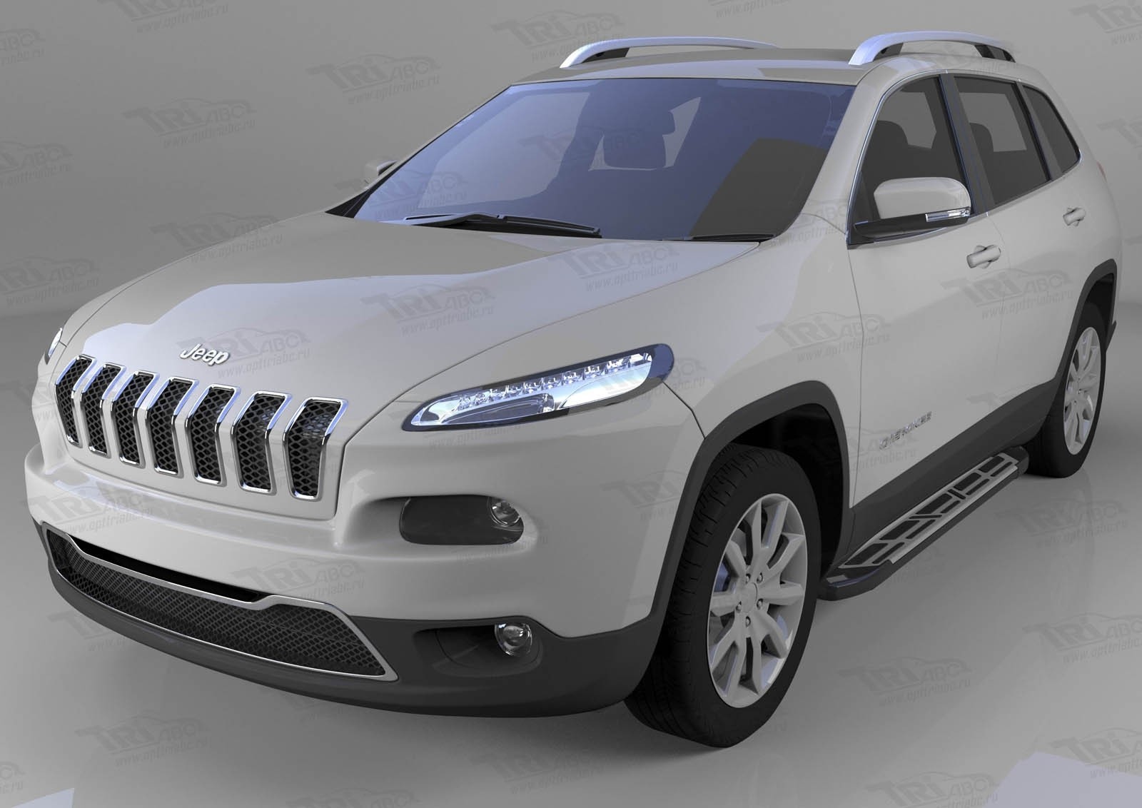 Can Otomotiv JECH.53.1428 пороги алюминиевые (Corund Silver) Jeep Cherokee Trailhawk (2014-)