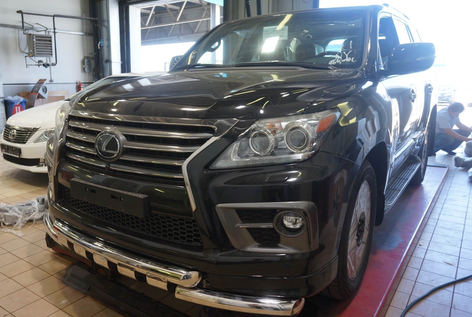 Can Otomotiv LE57.33.1571 защита переднего бампера Lexus LX570 Sport (2014-2015) (Shark) d 76/76