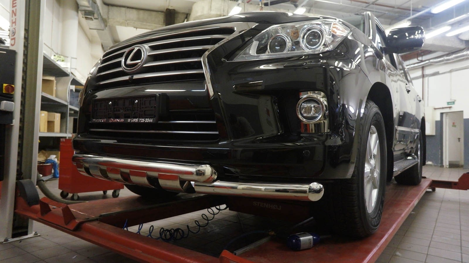 Can Otomotiv LE57.33.1578 защита переднего бампера Lexus LX570 (2014-2015) (Shark) d 76/76