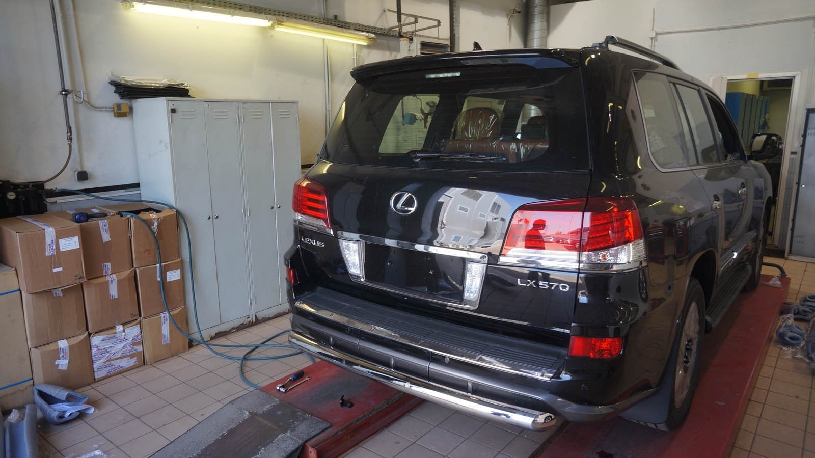 Can Otomotiv LE57.55.1574 защита заднего бампера Lexus LX570 Sport (2014-2015) (одинарная) d 76