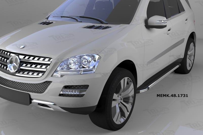 Can Otomotiv MEMK.48.1731 пороги алюминиевые (Brillant) Mercedes ML W164 (2006-2011) (черн/нерж)