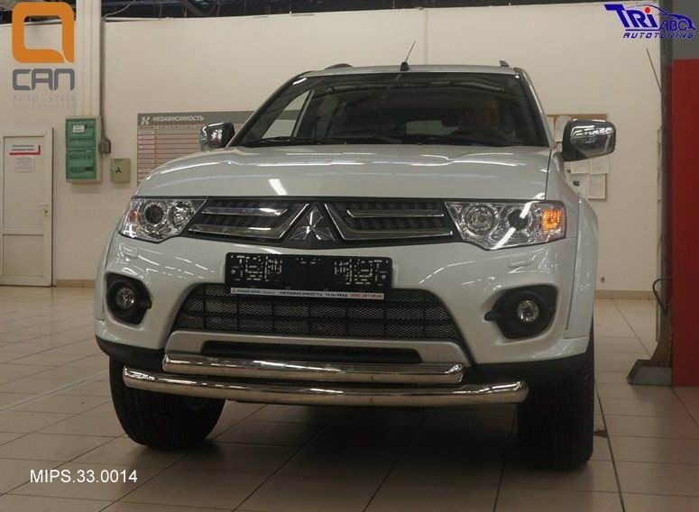 Can Otomotiv MIPS.33.0014 защита переднего бампера Mitsubishi L200 (2014- 2015 кроме комплектации Invite) (двойная) d 76/60