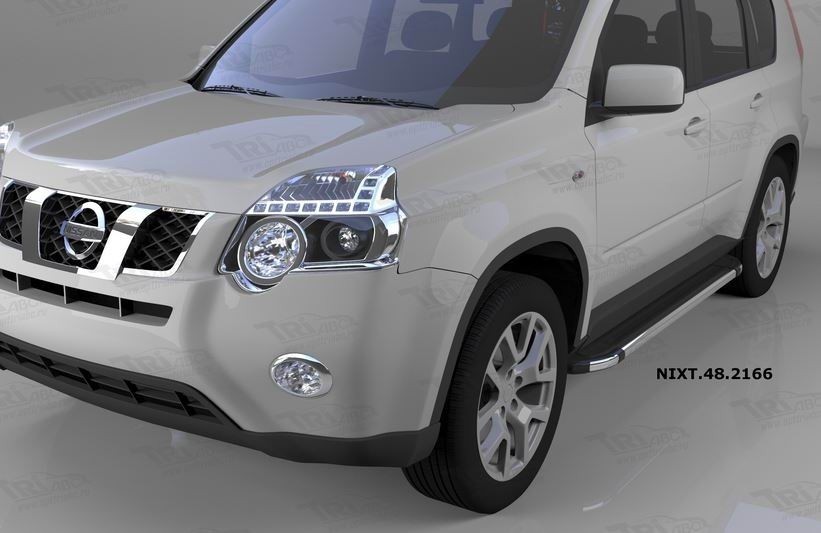 Can Otomotiv NIXT.48.2166 пороги алюминиевые (Brillant) Nissan X-Trail (2007-2010-2014) (черн/нерж)