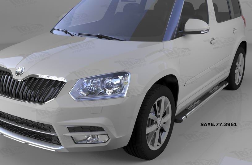 Can Otomotiv SAYE.77.3961 пороги алюминиевые (Emerald Black) Skoda Yeti (2009-)