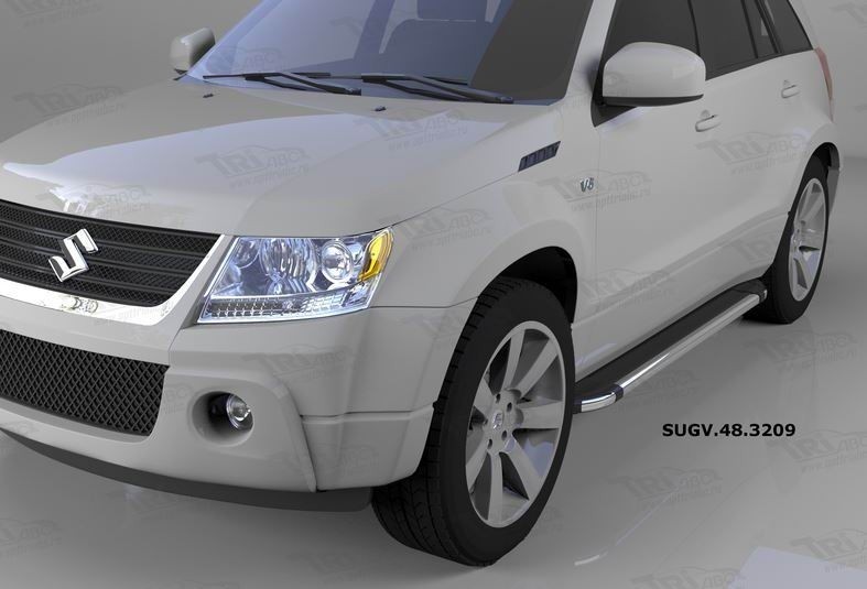 Can Otomotiv SUGV.48.3209 пороги алюминиевые (Brillant) Suzuki Grand Vitara (2006-2010-) (черн/нерж)