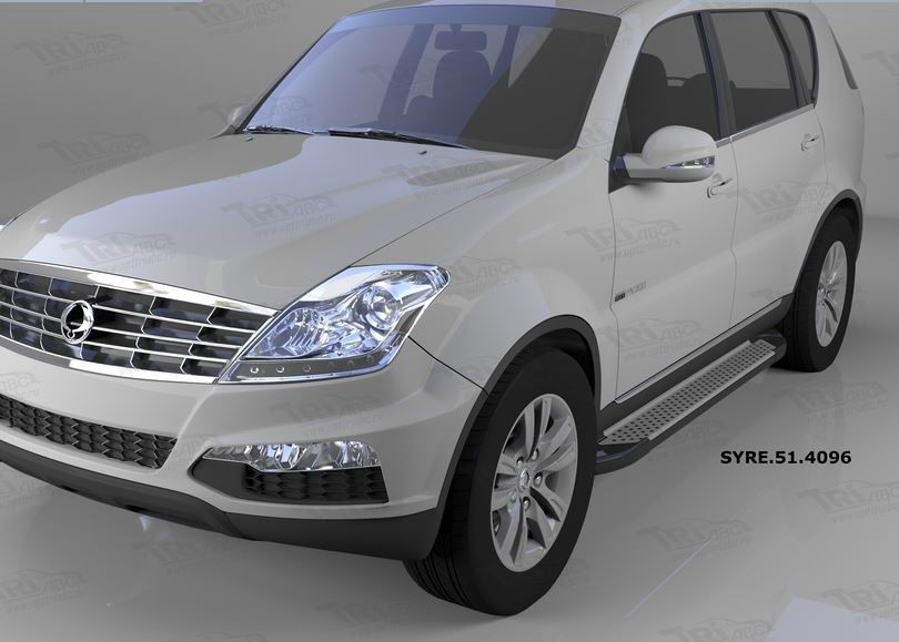 Can Otomotiv SYRE.51.4096 пороги алюминиевые (Sapphire Silver) SsangYong Rexton (2012-) (только для 4WD)