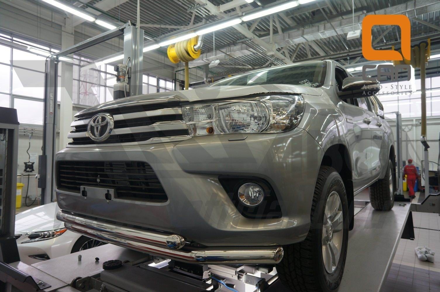 Can Otomotiv TOHI.33.3459 защита переднего бампера Toyota Hilux (2015-) (двойная) d76/60