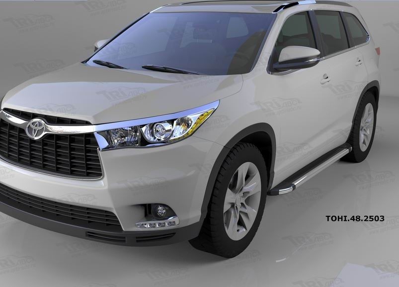 Can Otomotiv TOHI.48.2503 пороги алюминиевые (Brillant) Toyota Highlander (Тойота Хайлендер) (2014-) (черн/нерж)