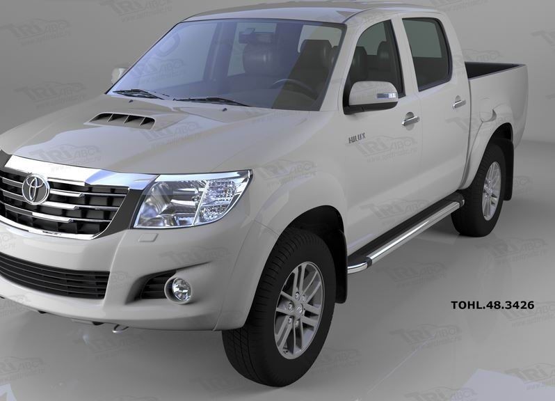 Can Otomotiv TOHL.48.3426 пороги алюминиевые (Brillant) Toyota HiLux (2012-2015) (черн/нерж)