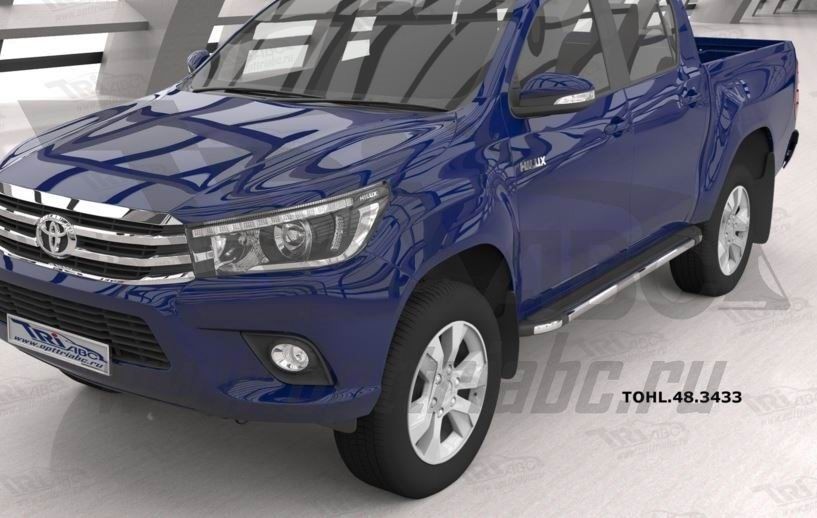 Can Otomotiv TOHL.48.3433 пороги алюминиевые (Brillant) Toyota HiLux (2015-) (черн/нерж)