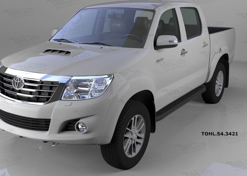 Can Otomotiv TOHL.54.3421 пороги алюминиевые (Sapphire Black) Toyota HiLux (2012-2015)