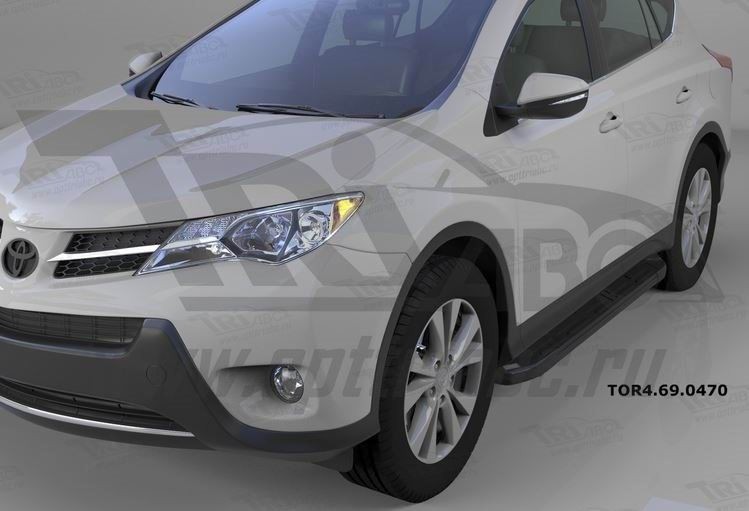 Can Otomotiv TOR4.69.0470 пороги алюминиевые (Corund Black) Toyota RAV4 (2013-/ 2015-) силовой крепеж