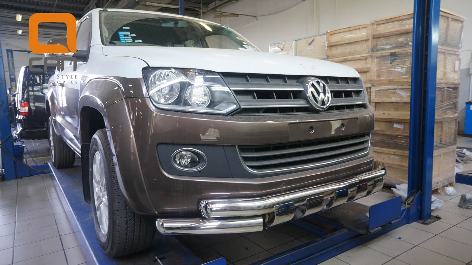 Can Otomotiv VWAM.33.1032 защита переднего бампера Volkswagen Amarok (2010-) (Shark) d76/76