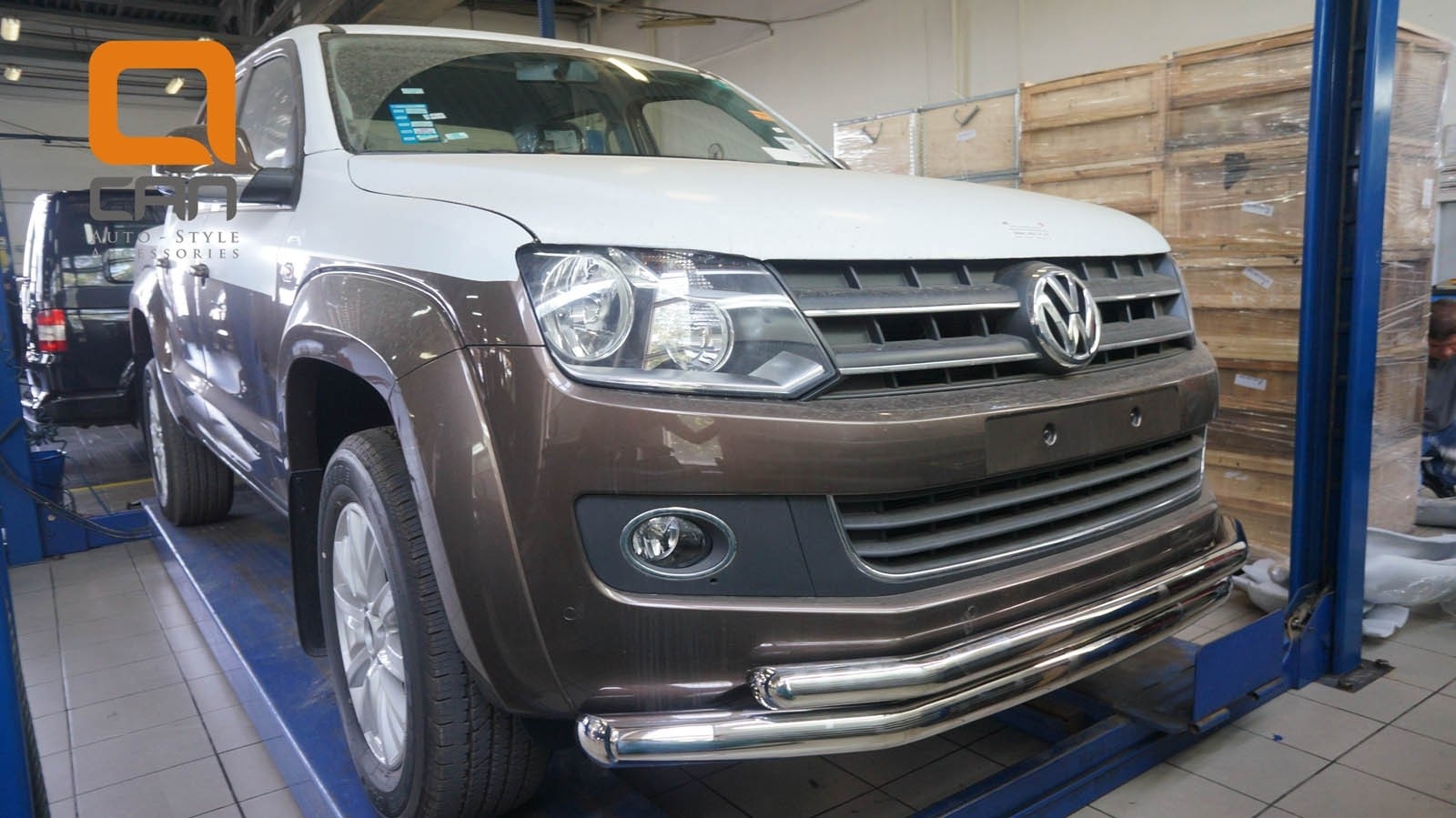 Can Otomotiv VWAM.33.1033 защита переднего бампера Volkswagen Amarok (2010-) (двойная) d76/60