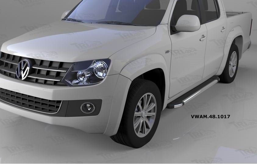 Can Otomotiv VWAM.48.1017 пороги алюминиевые (Brillant) Volkswagen Amarok (Амарок) (2010-) (черн/нерж)