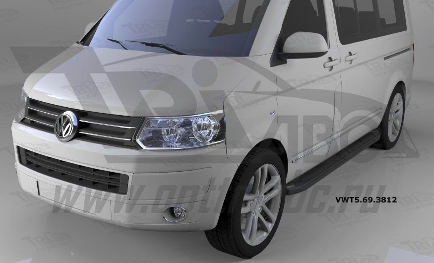 Can Otomotiv VWT5.69.3812 пороги алюминиевые (Corund Black) Volkswagen T5/ T6 Caravelle (короткая база)