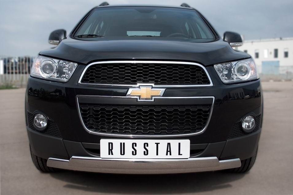 Руссталь CHCZ-000827 защита переднего бампера 75х42/75х42 овалы на Chevrolet Captiva 2011-2013