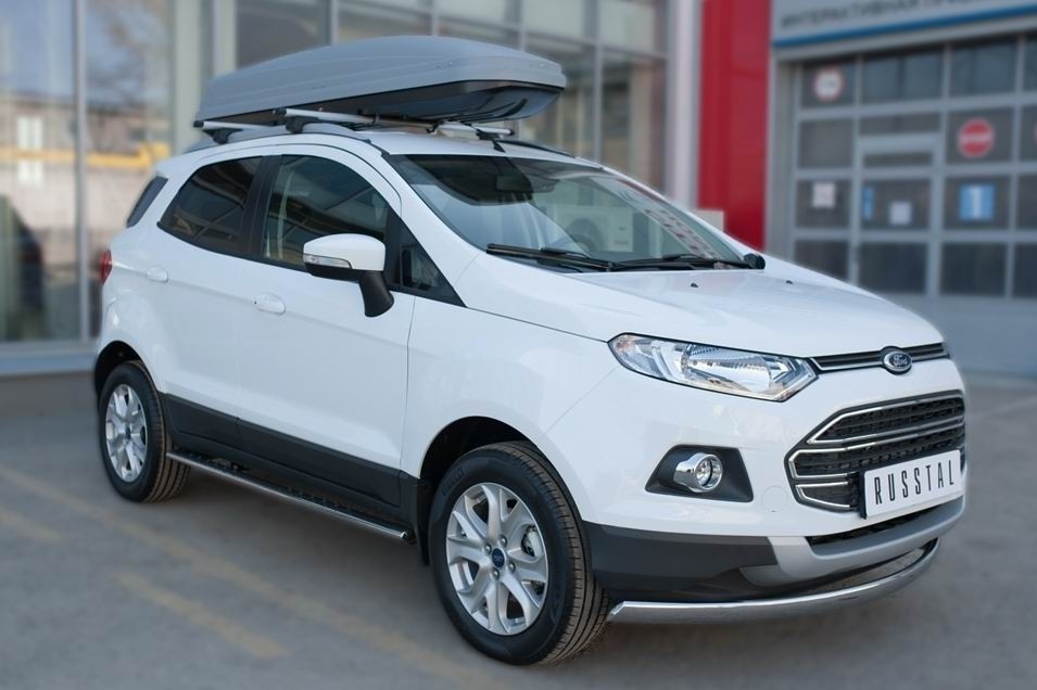 Руссталь FEO-002058 пороги труба 75х42 овал с проступью на Ford Ecosport 2014-