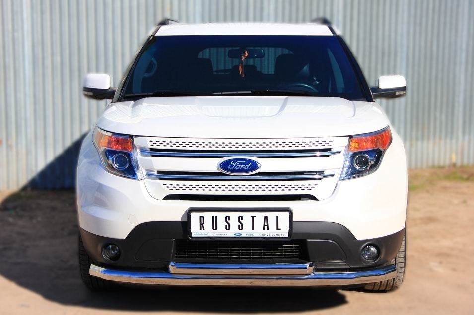 Руссталь FEZ-001309 защита переднего бампера d76 (секции) d63 (дуга) на Ford Explorer 2012-