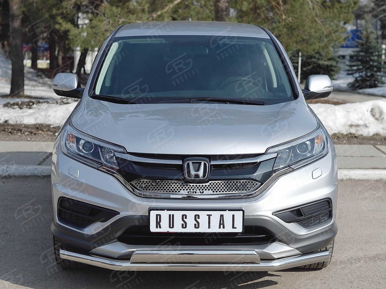 Руссталь HCRZ-002219 защита переднего бампера d63 секции-75х42 дуга на Honda CR-V 2015 2.0