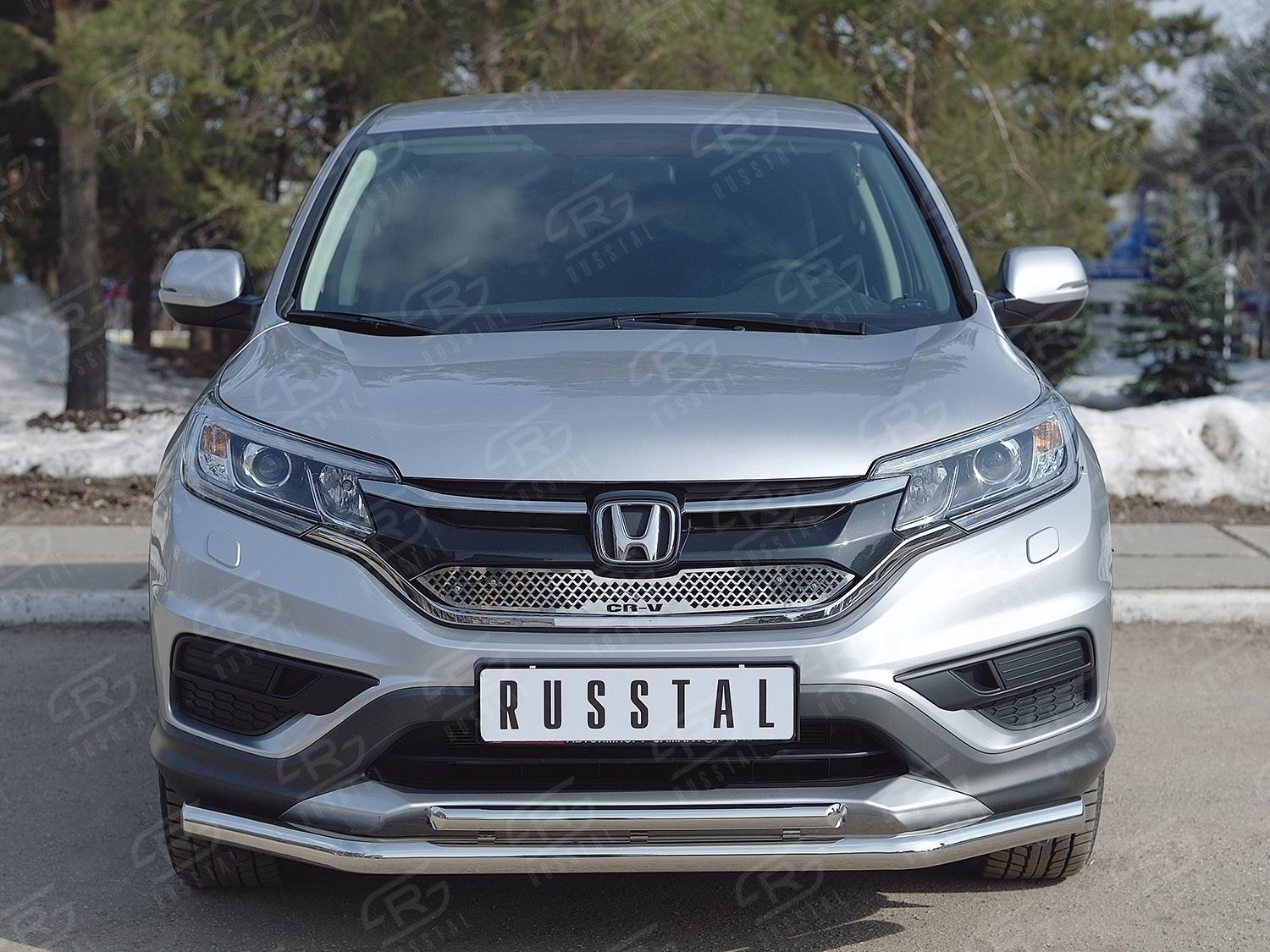 Руссталь HCRZ-002220 защита переднего бампера d63 секции-d42 дуга на Honda CR-V 2015 2.0