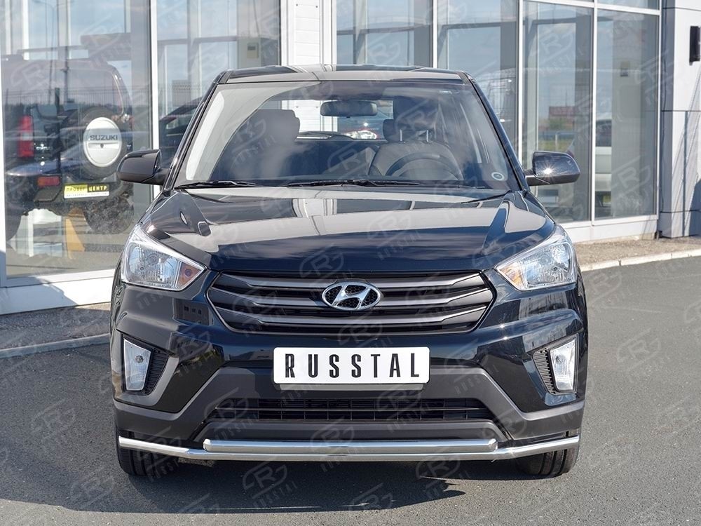 Руссталь HCRZ-002416 защита переднего бампера d42 секция-d42 дуга на Hyundai Creta 2016-