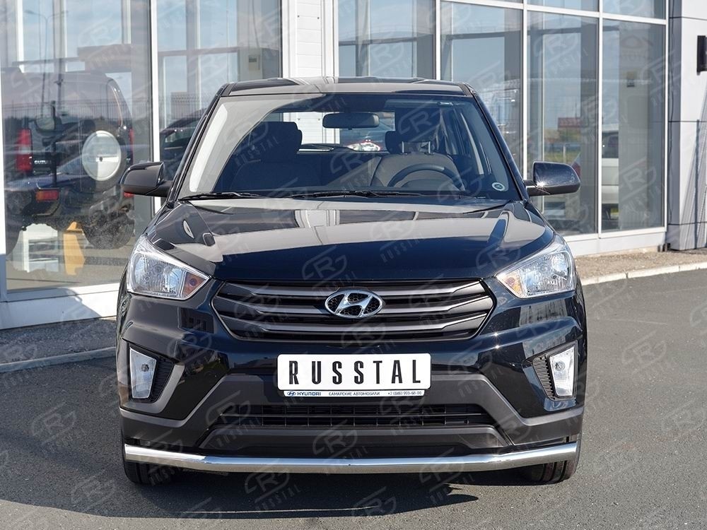 Руссталь HCRZ-002417 защита переднего бампера d63 секция на Hyundai Creta 2016-