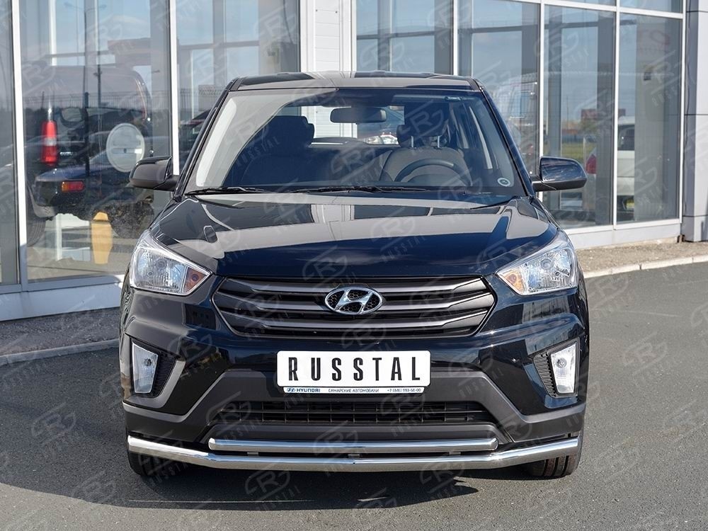 Руссталь HCRZ-002418 защита переднего бампера d63 секция-d42 дуга на Hyundai Creta 2016-