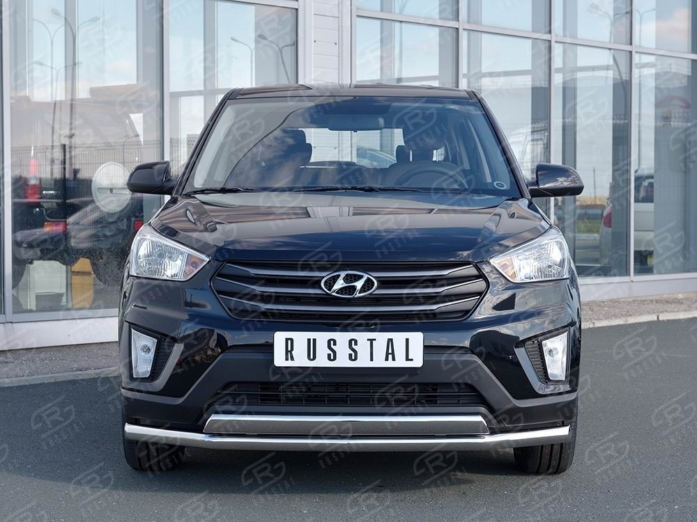 Руссталь HCRZ-002419 защита переднего бампера d63 секция-75х42 дуга на Hyundai Creta 2016-