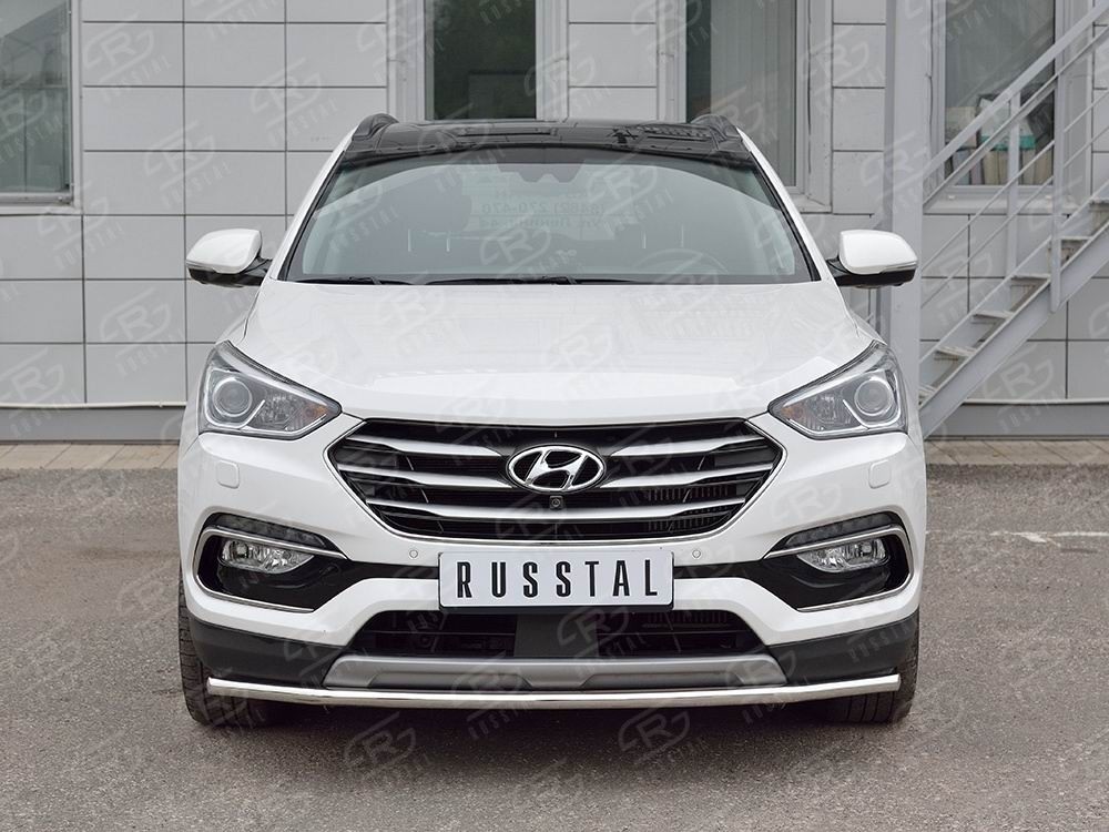 Руссталь HSFPZ-002440 защита переднего бампера d42 секция на Hyundai Santa Fe Premium 2015