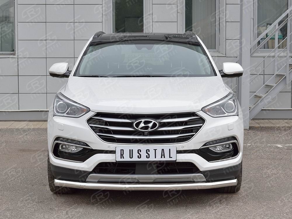 Руссталь HSFPZ-002442 защита переднего бампера d63 секция на Hyundai Santa Fe Premium 2015