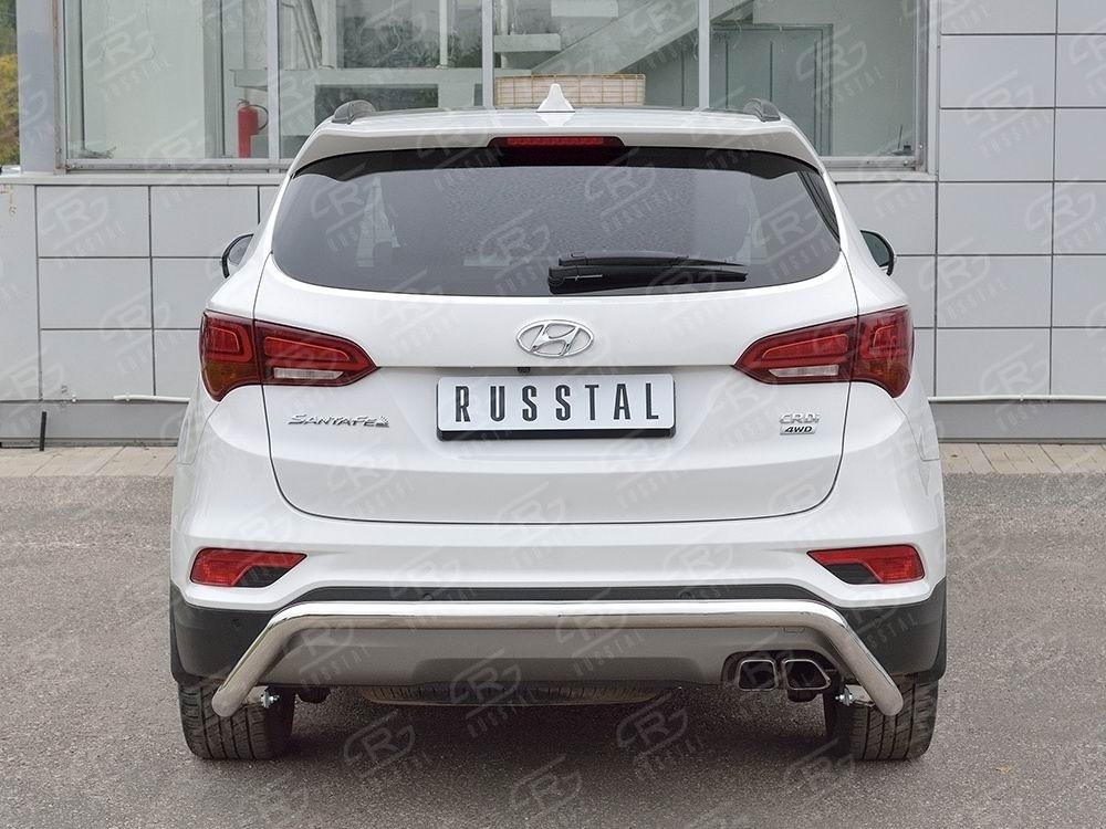 Руссталь HSFPZ-002452 защита заднего бампера d63 волна под машину на Hyundai Santa Fe Premium 2015