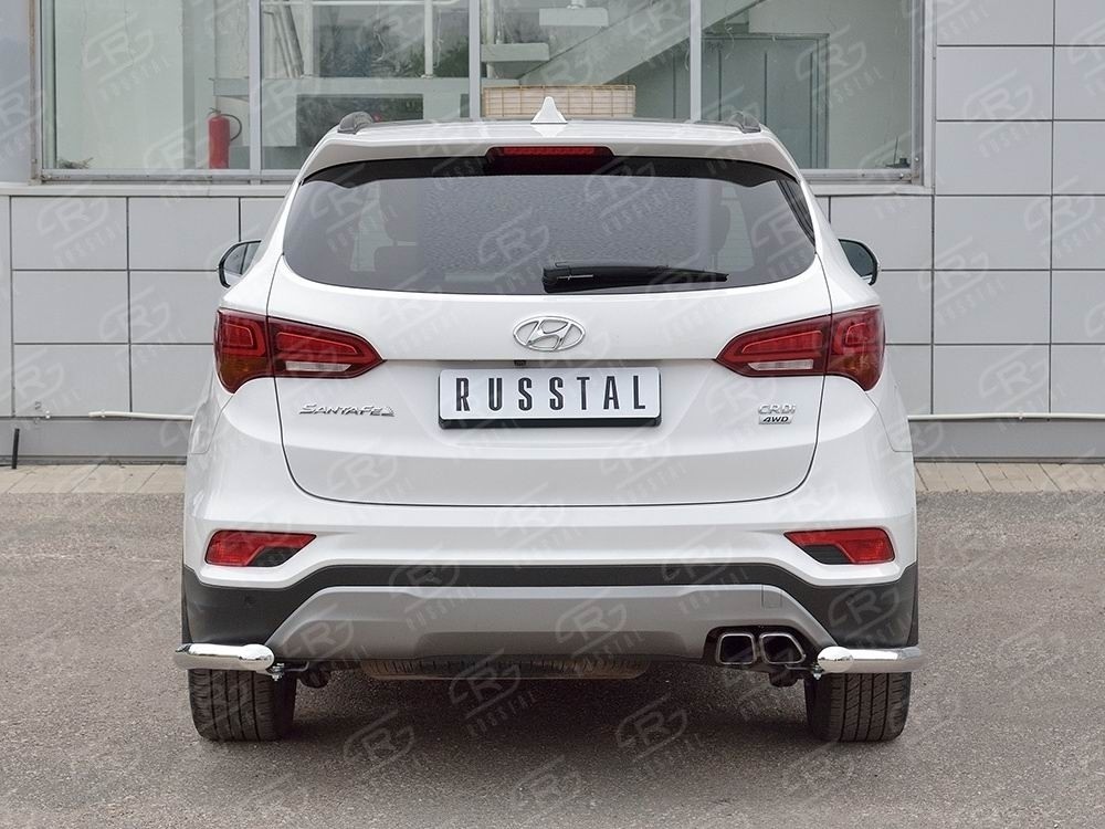 Руссталь HSFPZ-002453 защита заднего бампера уголки d63 секция на Hyundai Santa Fe Premium 2015