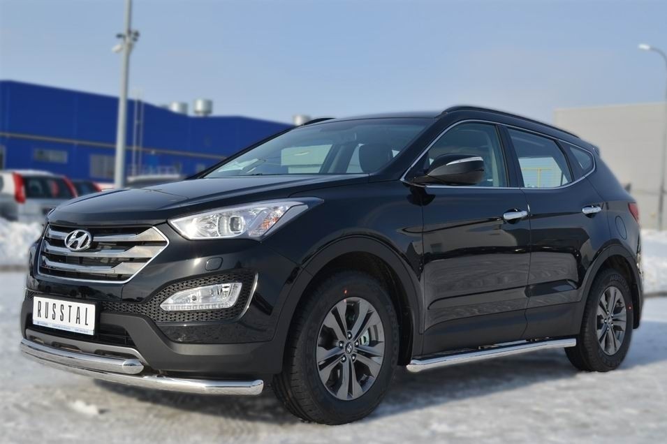 Руссталь HSFT-0012221 пороги труба d63 (со скошенными торцами) на Hyundai Santa Fe 2012-