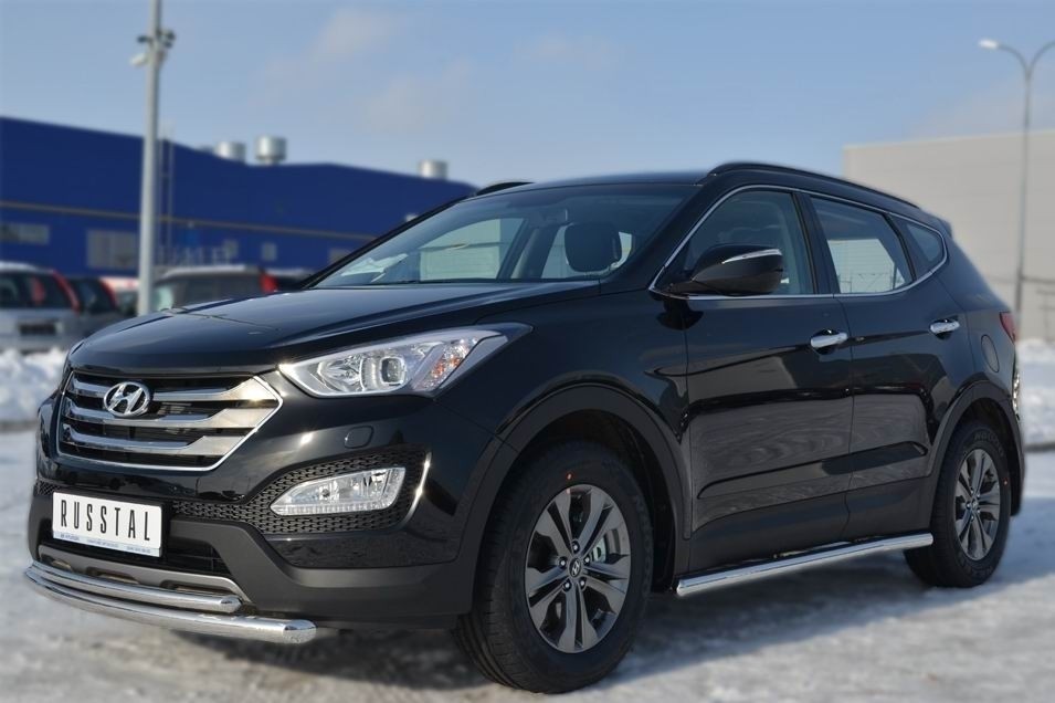 Руссталь HSFT-0012223 пороги труба d63 (со скругленными торцами) на Hyundai Santa Fe 2012-