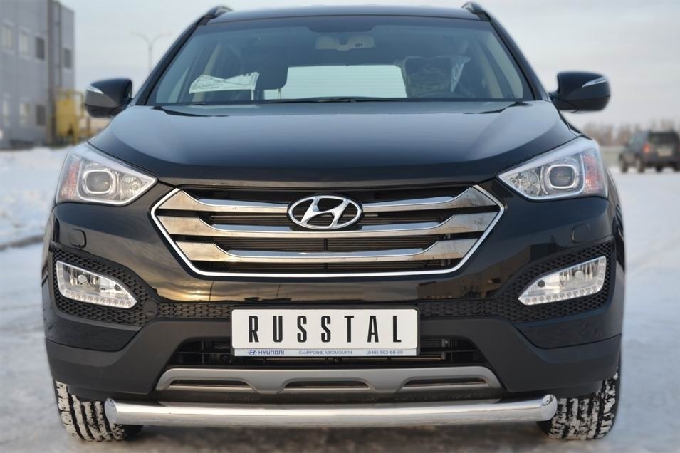 Руссталь HSFZ-001219 защита переднего бампера d76 (дуга) на Hyundai Santa Fe 2012-