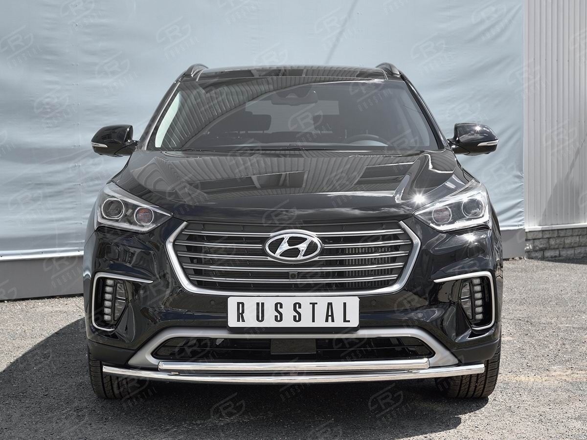 Руссталь HSFZ-002731 защита переднего бампера d42 дуга-d42 дуга на Hyundai Santa Fe Grand 2016-