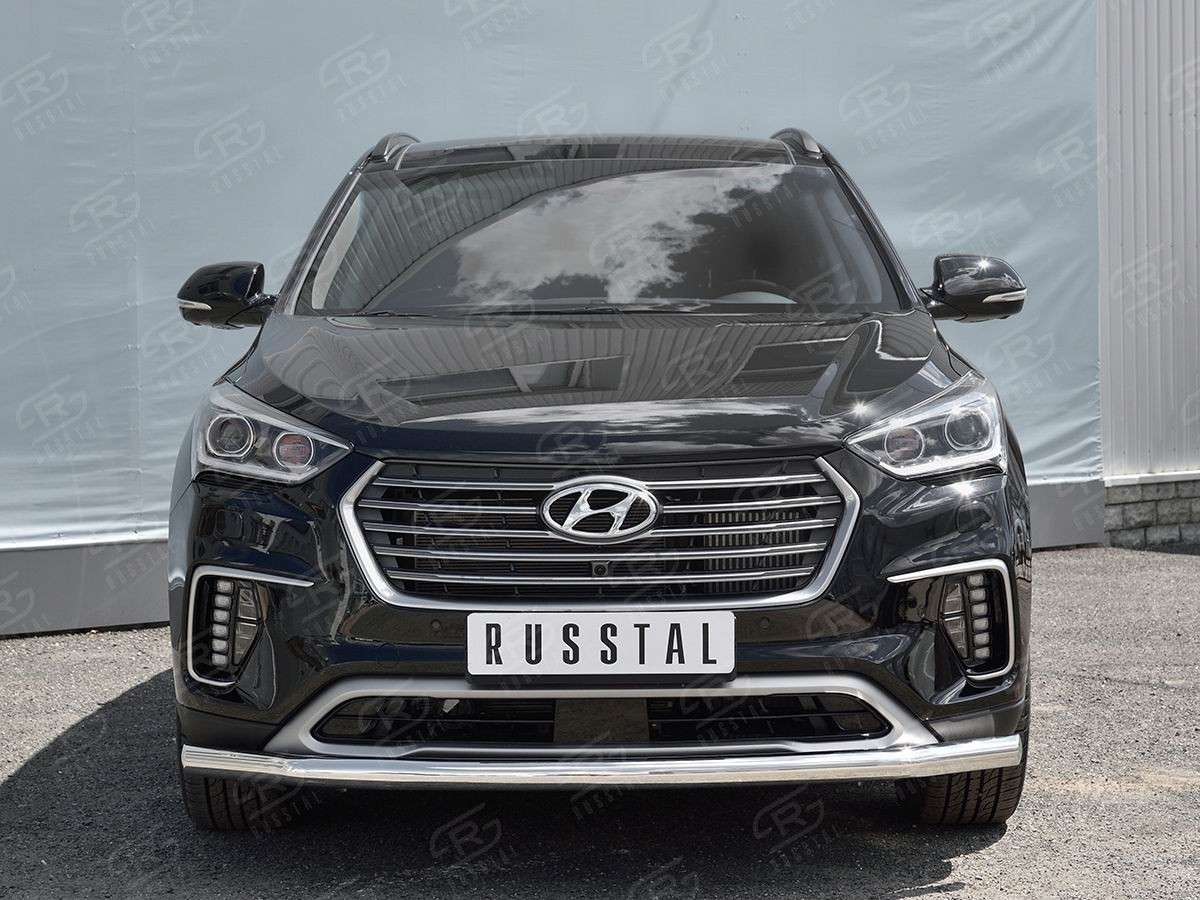 Руссталь HSFZ-002733 защита переднего бампера d63 секции на Hyundai Santa Fe Grand 2016-