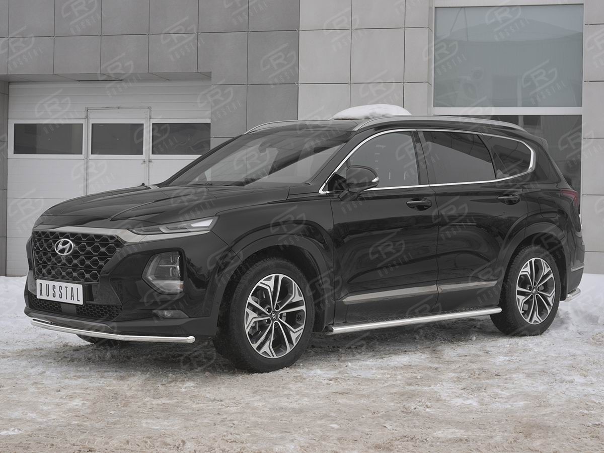 Руссталь HSFZ-003165 защита переднего бампера d42 секции на Hyundai Santa Fe 2018-