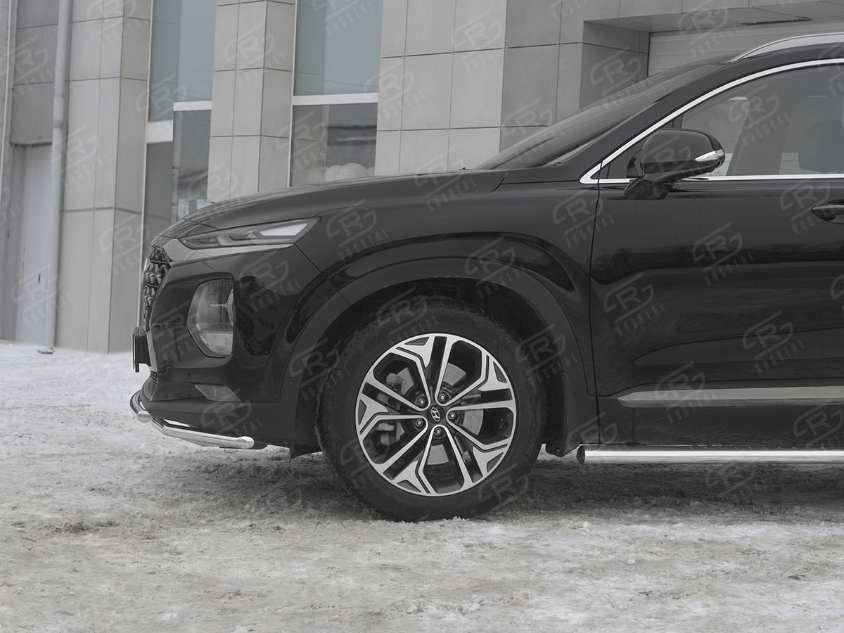 Руссталь HSFZ-003166 защита переднего бампера d42 секции-d42 дуга на Hyundai Santa Fe 2018-