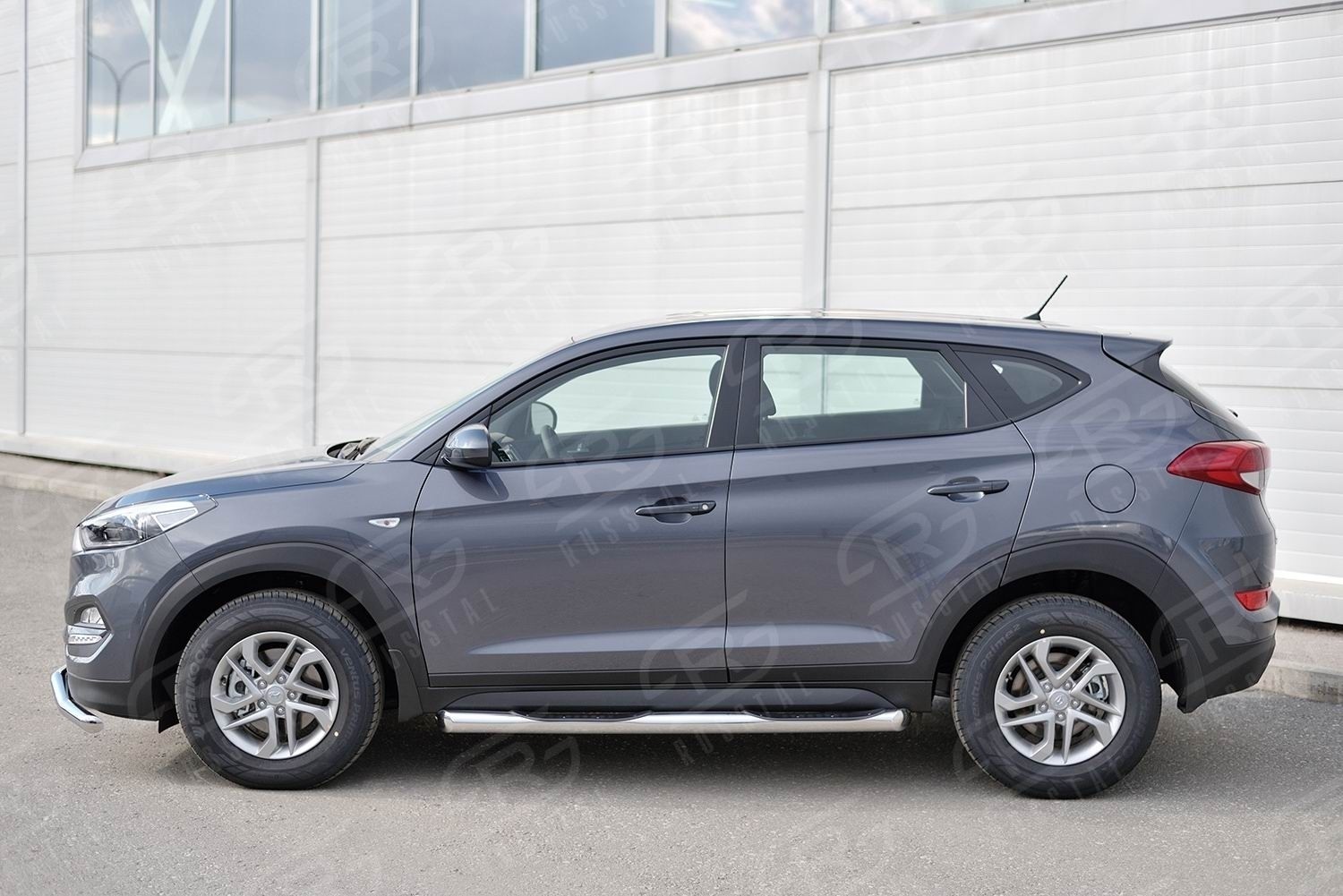 Руссталь HTT-0022341 пороги труба d76 с накладкой (со скошенными торцами) на Hyundai Tucson 2015