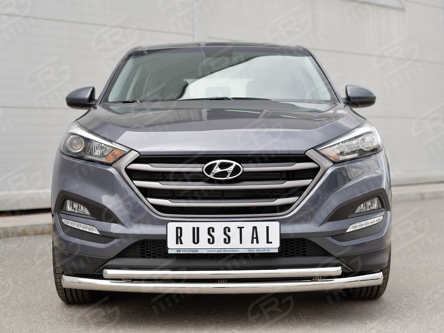 Руссталь HTZ-002229 защита переднего бампера d63 дуга-d42 дуга на Hyundai Tucson 2015